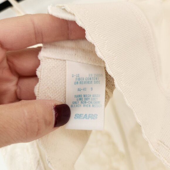 Vintage Sears Lace Corset Bridal Lingerie Bra Strapless Off White USA 36DD - Picture 5 of 6